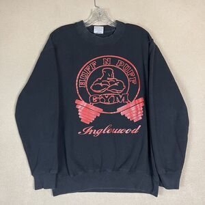King Sportswear Sweatshirt Mens Small Black Huff N Puff Gym Inglewood Graphic‎
